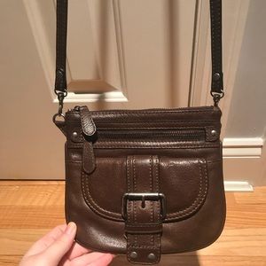 brown leather crossbody bag